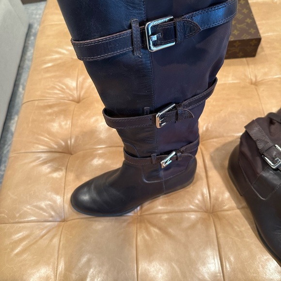 Calvin Klein Hillary Brown Leather Stretch Buckled Tall Riding Boots 8.5 - Picture 6 of 6
